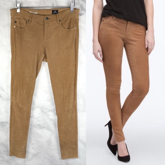 AG Adriano Goldschmied 100% Lamb Leather Super Skinny Legging Pants Jeans Tan 30 - Picture 1 of 8